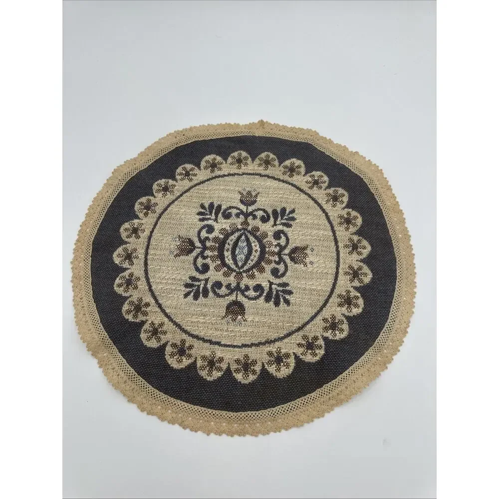 Vintage Austria Round Tapestry 100% Baumwolle 14” Diameter EUC